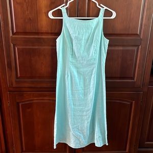 Gap Factory Aqua Tiffany Light Blue Sleeveless Washable Linen Midi Dress Size 1